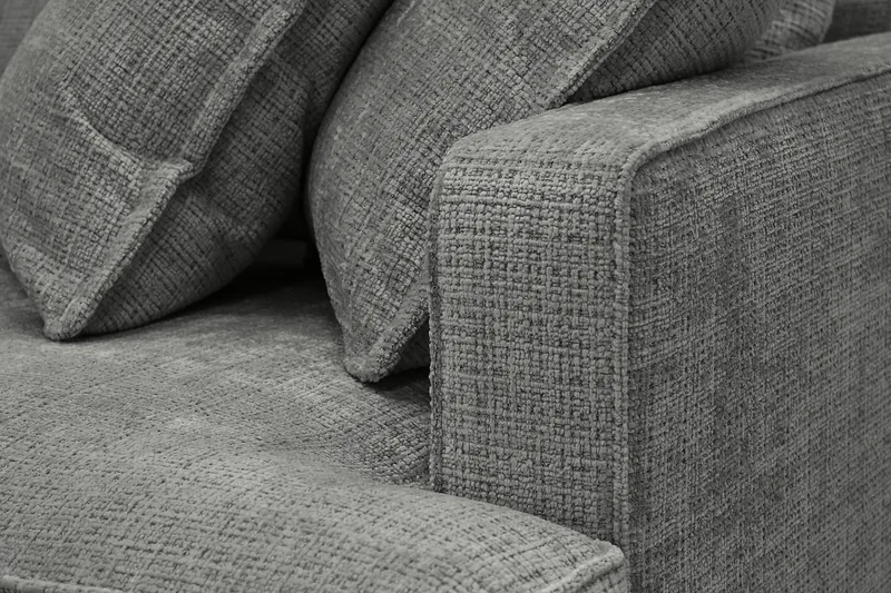 Rossita Lyx 4-sits Vänstervänd L-formad Extra Djup Schäslongsoffa i Chenille - Grå Chenille - Möbler - Soffa - Divansoffa & schäslongsoffa - 4 sits soffa med divan