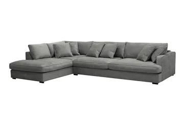 Rossita Lyx 4-sits Vänstervänd L-formad Extra Djup Schäslongsoffa i Chenille - Grå Chenille - Möbler - Soffa - Divansoffa & schäslongsoffa - 4 sits soffa med divan