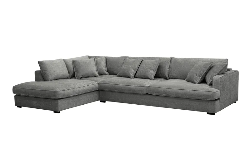 Rossita Lyx 4-sits Vänstervänd L-formad Extra Djup Schäslongsoffa i Chenille - Grå Chenille - Möbler - Soffa - Divansoffa & schäslongsoffa - 4 sits soffa med divan