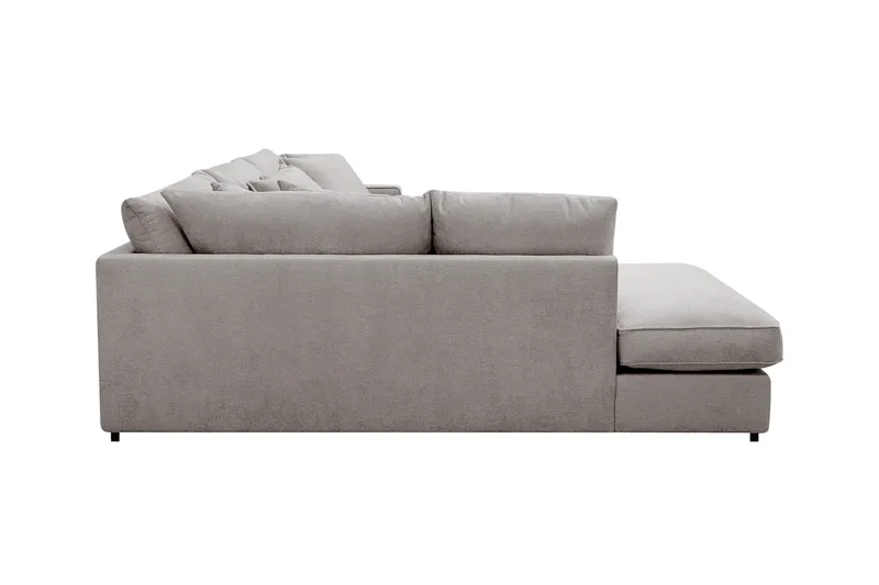 Rossita Lyx 4-sits Vänstervänd L-formad Extra Djup Schäslongsoffa i Chenille - Grå/Brun Chenille - Möbler - Soffa - Divansoffa & schäslongsoffa - 4 sits soffa med divan