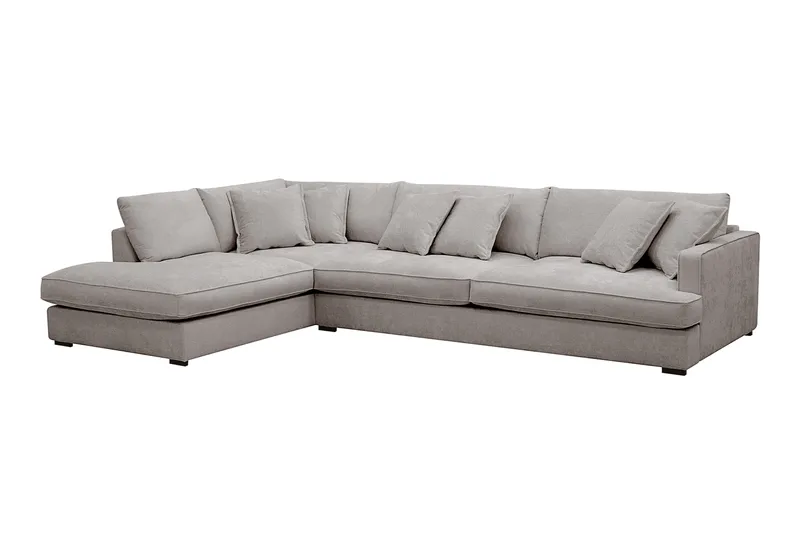 Rossita Lyx 4-sits Vänstervänd L-formad Extra Djup Schäslongsoffa i Chenille - Grå/Brun Chenille - Möbler - Soffa - Divansoffa & schäslongsoffa - 4 sits soffa med divan