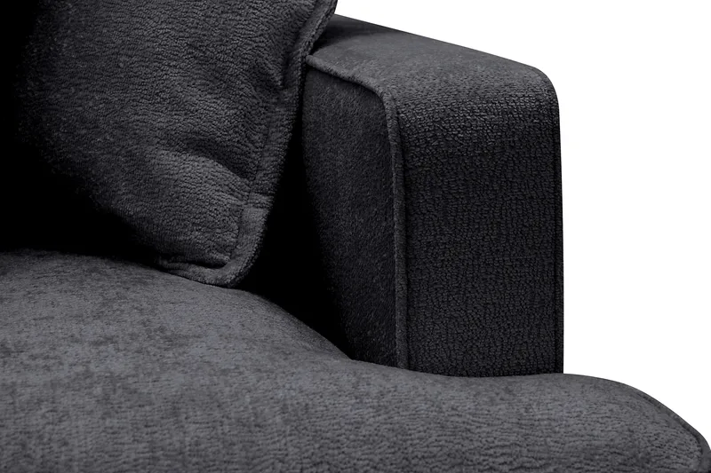 Rossita Lyx 4-sits Vänstervänd L-formad Extra Djup Schäslongsoffa i Chenille - Svart Chenille - Möbler - Soffa - Divansoffa & schäslongsoffa - 4 sits soffa med divan