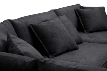 Rossita Lyx 4-sits Vänstervänd L-formad Extra Djup Schäslongsoffa i Chenille - Svart Chenille - Möbler - Soffa - Divansoffa & schäslongsoffa - 4 sits soffa med divan