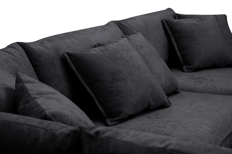 Rossita Lyx 4-sits Vänstervänd L-formad Extra Djup Schäslongsoffa i Chenille - Svart Chenille - Möbler - Soffa - Divansoffa & schäslongsoffa - 4 sits soffa med divan