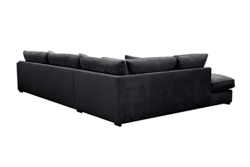 Rossita Lyx 4-sits Vänstervänd L-formad Extra Djup Schäslongsoffa i Chenille - Svart Chenille - Möbler - Soffa - Divansoffa & schäslongsoffa - 4 sits soffa med divan