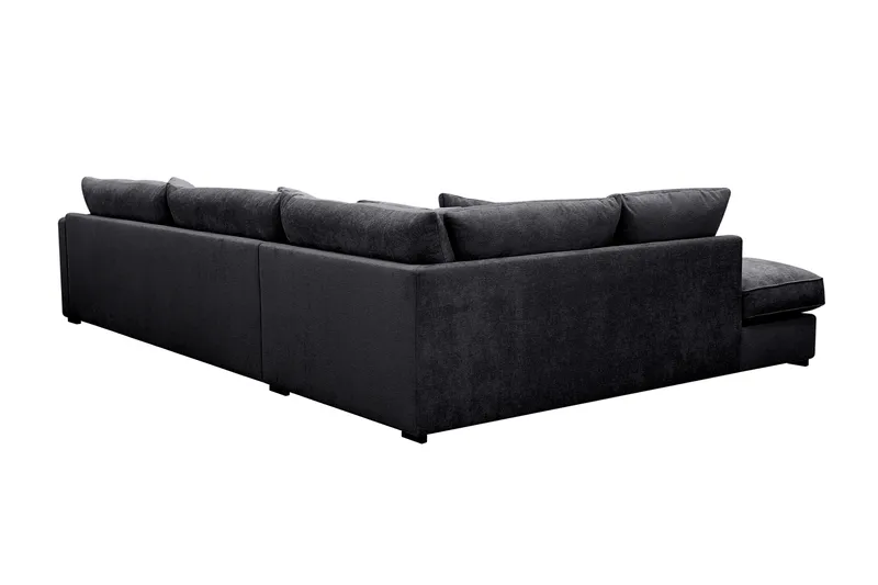 Rossita Lyx 4-sits Vänstervänd L-formad Extra Djup Schäslongsoffa i Chenille - Svart Chenille - Möbler - Soffa - Divansoffa & schäslongsoffa - 4 sits soffa med divan