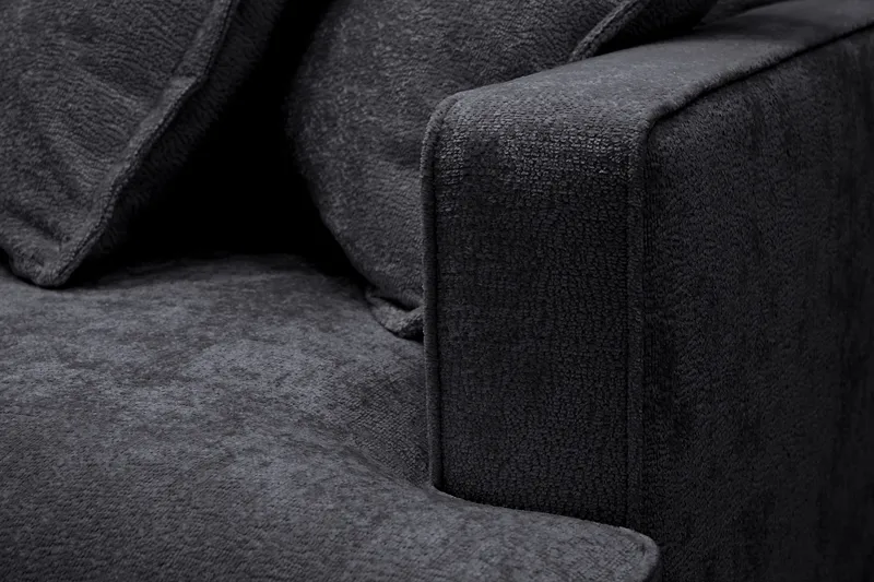 Rossita Lyx 4-sits Vänstervänd L-formad Extra Djup Schäslongsoffa i Chenille - Svart Chenille - Möbler - Soffa - Divansoffa & schäslongsoffa - 4 sits soffa med divan