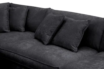 Rossita Lyx 4-sits Vänstervänd L-formad Extra Djup Schäslongsoffa i Chenille - Svart Chenille - Möbler - Soffa - Divansoffa & schäslongsoffa - 4 sits soffa med divan