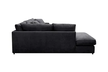 Rossita Lyx 4-sits Vänstervänd L-formad Extra Djup Schäslongsoffa i Chenille - Svart Chenille - Möbler - Soffa - Divansoffa & schäslongsoffa - 4 sits soffa med divan