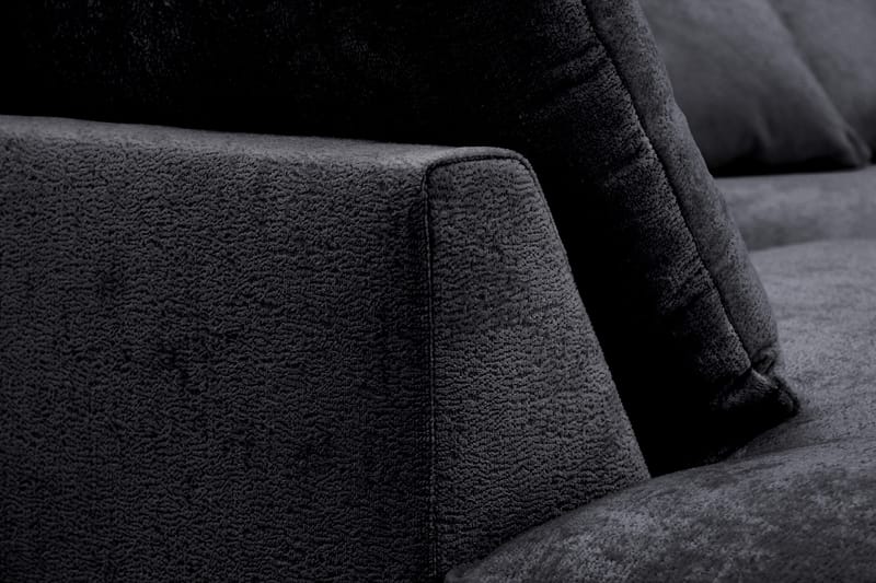Rossita Lyx 4-sits Vänstervänd L-formad Extra Djup Schäslongsoffa i Chenille - Svart Chenille - Möbler - Soffa - Divansoffa & schäslongsoffa - 4 sits soffa med divan
