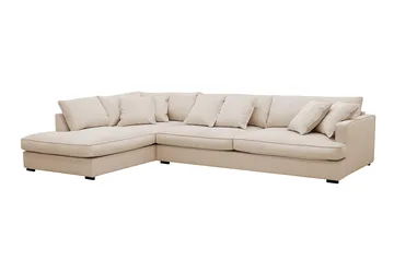 Rossita Lyx 4-sits Vänstervänd L-formad Extra Djup Schäslongsoffa i Manchester - Beige Manchester - Möbler - Soffa - Divansoffa & schäslongsoffa - 4 sits soffa med divan