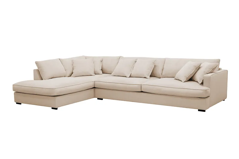 Rossita Lyx 4-sits Vänstervänd L-formad Extra Djup Schäslongsoffa i Manchester - Beige Manchester - Möbler - Soffa - Divansoffa & schäslongsoffa - 4 sits soffa med divan