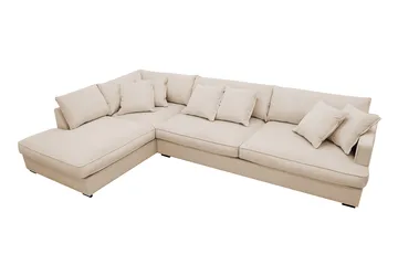 Rossita Lyx 4-sits Vänstervänd L-formad Extra Djup Schäslongsoffa i Manchester - Beige Manchester - Möbler - Soffa - Divansoffa & schäslongsoffa - 4 sits soffa med divan