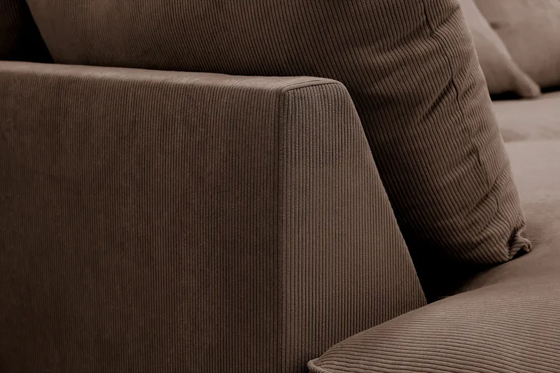 Rossita Lyx 4-sits Vänstervänd L-formad Extra Djup Schäslongsoffa i Manchester - Brun Manchester - Möbler - Soffa - Divansoffa & schäslongsoffa - 4 sits soffa med divan