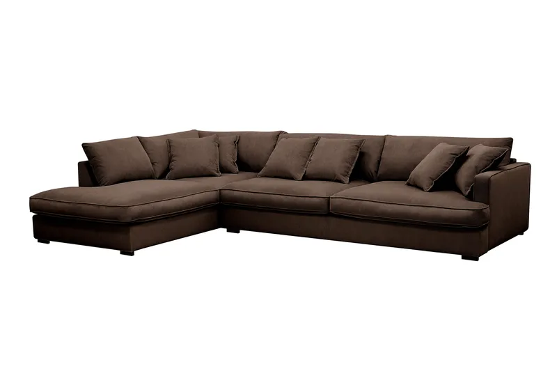 Rossita Lyx 4-sits Vänstervänd L-formad Extra Djup Schäslongsoffa i Manchester - Brun Manchester - Möbler - Soffa - Divansoffa & schäslongsoffa - 4 sits soffa med divan