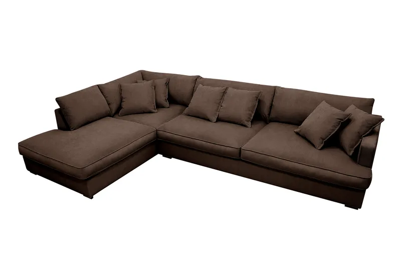 Rossita Lyx 4-sits Vänstervänd L-formad Extra Djup Schäslongsoffa i Manchester - Brun Manchester - Möbler - Soffa - Divansoffa & schäslongsoffa - 4 sits soffa med divan
