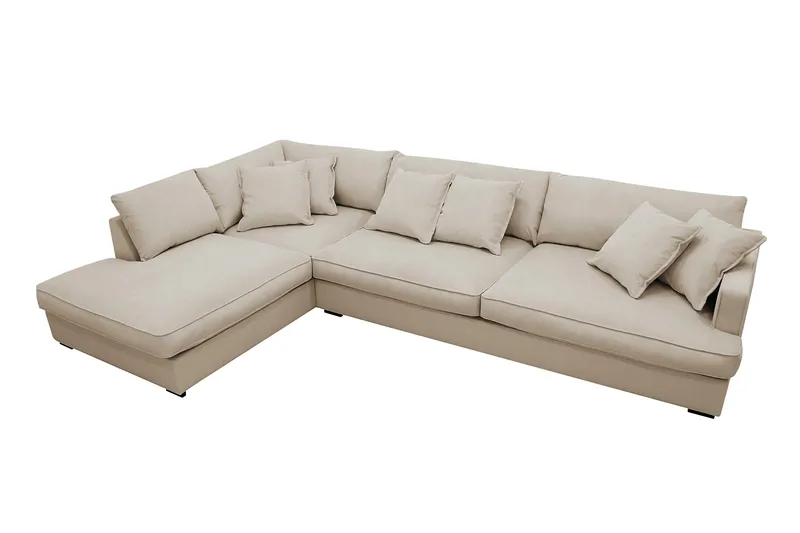 Rossita Lyx 4-sits Vänstervänd L-formad Extra Djup Schäslongsoffa i Manchester - Greige Manchester - Möbler - Soffa - Divansoffa & schäslongsoffa - 4 sits soffa med divan