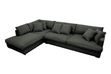 Rossita Lyx 4-sits Vänstervänd L-formad Extra Djup Schäslongsoffa i Manchester - Mörkgrön Manchester - Möbler - Soffa - Divansoffa & schäslongsoffa - 4 sits soffa med divan