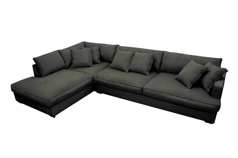 Rossita Lyx 4-sits Vänstervänd L-formad Extra Djup Schäslongsoffa i Manchester - Mörkgrön Manchester - Möbler - Soffa - Divansoffa & schäslongsoffa - 4 sits soffa med divan