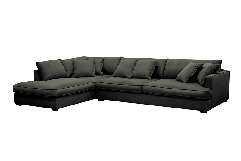 Rossita Lyx 4-sits Vänstervänd L-formad Extra Djup Schäslongsoffa i Manchester - Mörkgrön Manchester - Möbler - Soffa - Divansoffa & schäslongsoffa - 4 sits soffa med divan