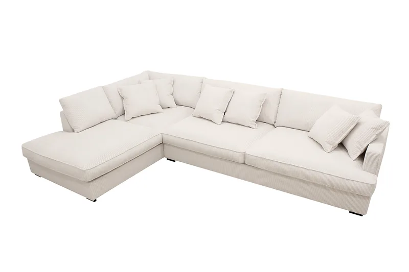 Rossita Lyx 4-sits Vänstervänd L-formad Extra Djup Schäslongsoffa i Manchester - Offwhite - Möbler - Soffa - Divansoffa & schäslongsoffa - 4 sits soffa med divan