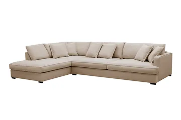 Rossita Lyx 4-sits Vänstervänd L-formad Extra Djup Schäslongsoffa i Tyg - Beige Tyg - Möbler - Soffa - Divansoffa & schäslongsoffa - 4 sits soffa med divan