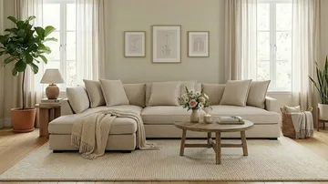 Rossita Lyx 4-sits Vänstervänd L-formad Extra Djup Schäslongsoffa i Tyg - Beige Tyg - Möbler - Soffa - Divansoffa & schäslongsoffa - 4 sits soffa med divan
