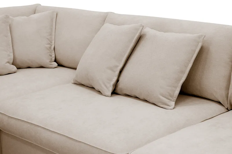 Rossita Lyx 4-sits Vänstervänd L-formad Extra Djup Schäslongsoffa i Tyg - Beige Tyg - Möbler - Soffa - Divansoffa & schäslongsoffa - 4 sits soffa med divan