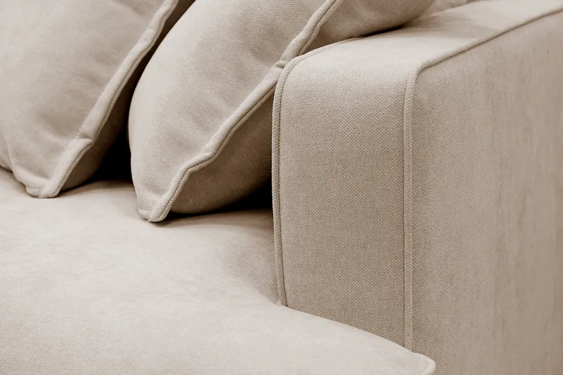 Rossita Lyx 4-sits Vänstervänd L-formad Extra Djup Schäslongsoffa i Tyg - Beige Tyg - Möbler - Soffa - Divansoffa & schäslongsoffa - 4 sits soffa med divan