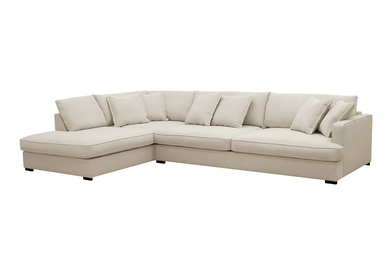 Rossita Lyx 4-sits Vänstervänd L-formad Extra Djup Schäslongsoffa i Tyg - Beige Tyg - Möbler - Soffa - Divansoffa & schäslongsoffa - 4 sits soffa med divan