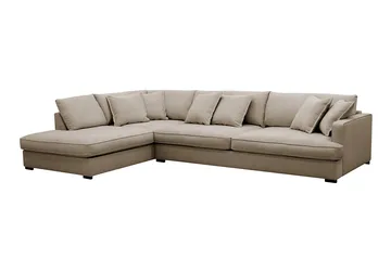 Rossita Lyx 4-sits Vänstervänd L-formad Extra Djup Schäslongsoffa i Tyg - Brun Tyg - Möbler - Soffa - Divansoffa & schäslongsoffa - 4 sits soffa med divan