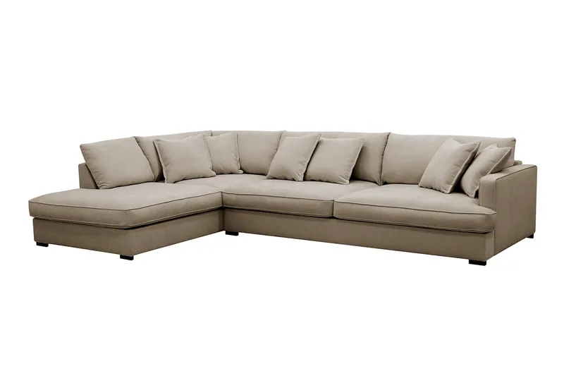 Rossita Lyx 4-sits Vänstervänd L-formad Extra Djup Schäslongsoffa i Tyg - Brun Tyg - Möbler - Soffa - Divansoffa & schäslongsoffa - 4 sits soffa med divan