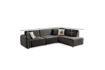 Rynvar Soffa med Schäslong 4-sits - Antracit - Möbler - Soffa - Modulsoffa - Komplett modulsoffa