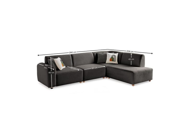 Rynvar Soffa med Schäslong 4-sits - Antracit - Möbler - Soffa - Modulsoffa - Komplett modulsoffa