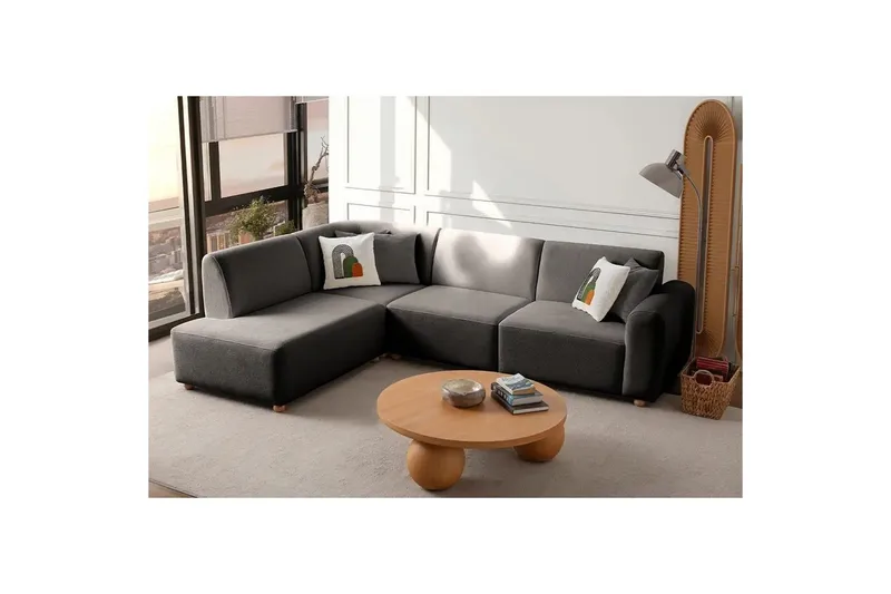 Rynvar Soffa med Schäslong 4-sits - Antracit - Möbler - Soffa - Divansoffa & schäslongsoffa - 4 sits soffa med divan