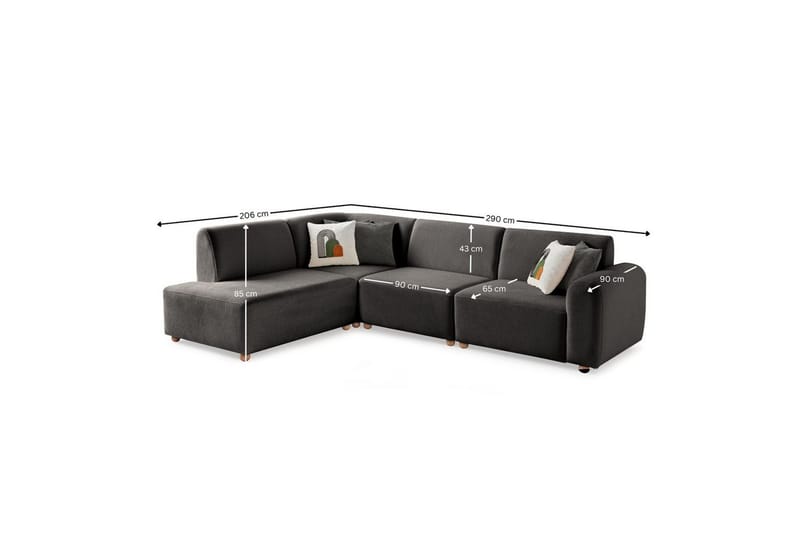Rynvar Soffa med Schäslong 4-sits - Antracit - Möbler - Soffa - Divansoffa & schäslongsoffa - 4 sits soffa med divan