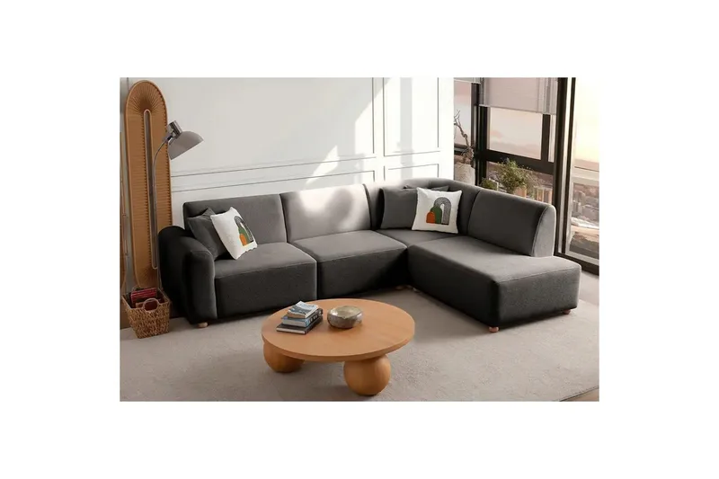 Rynvar Soffa med Schäslong 4-sits - Antracit - Möbler - Soffa - Divansoffa & schäslongsoffa - 4 sits soffa med divan