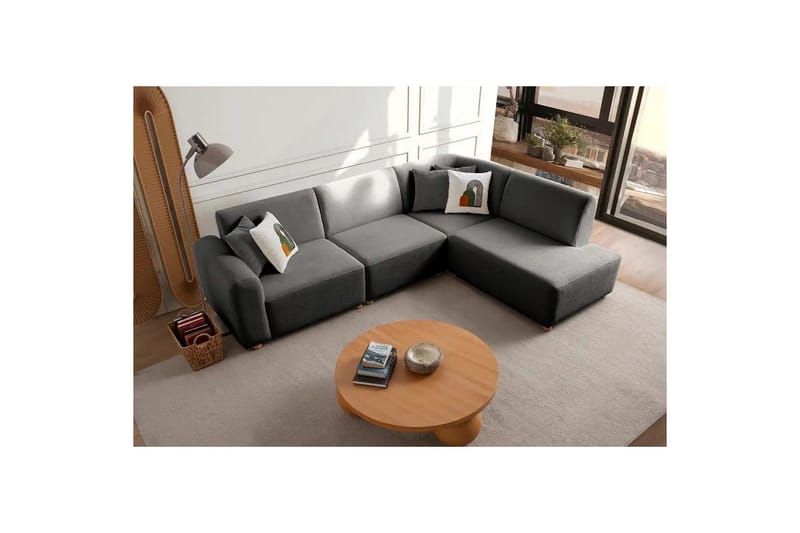 Rynvar Soffa med Schäslong 4-sits - Antracit - Möbler - Soffa - Divansoffa & schäslongsoffa - 4 sits soffa med divan