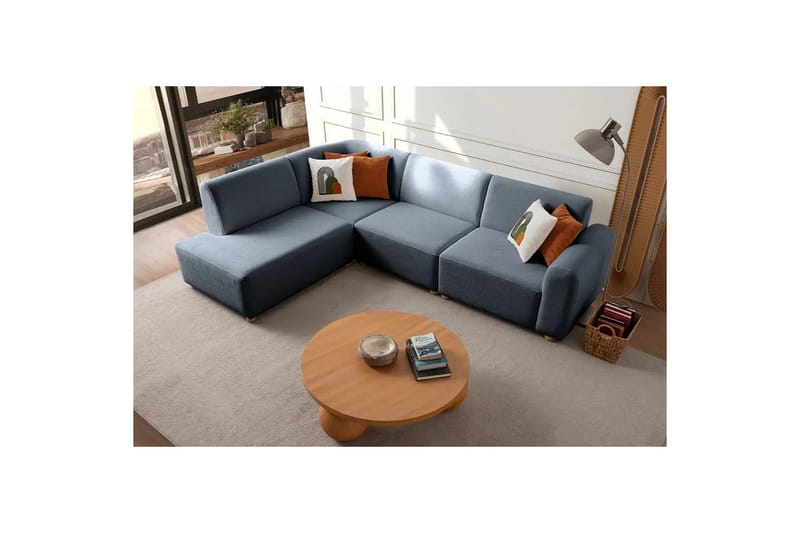 Rynvar Soffa med Schäslong 4-sits - Blå - Möbler - Soffa - Divansoffa & schäslongsoffa - 4 sits soffa med divan