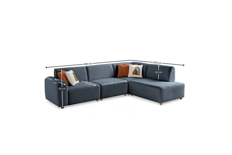 Rynvar Soffa med Schäslong 4-sits - Blå - Möbler - Soffa - Modulsoffa - Komplett modulsoffa