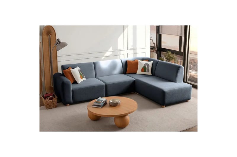 Rynvar Soffa med Schäslong 4-sits - Blå - Möbler - Soffa - Modulsoffa - Komplett modulsoffa