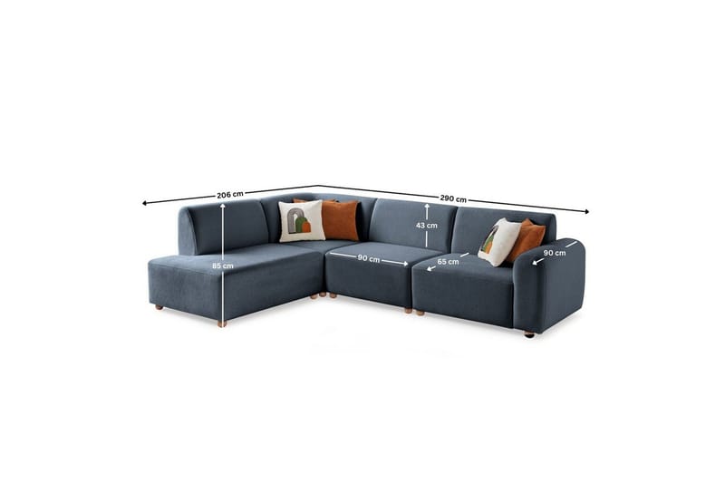 Rynvar Soffa med Schäslong 4-sits - Blå - Möbler - Soffa - Modulsoffa - Komplett modulsoffa