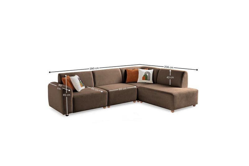 Rynvar Soffa med Schäslong 4-sits - Brun - Möbler - Soffa - Divansoffa & schäslongsoffa - 4 sits soffa med divan