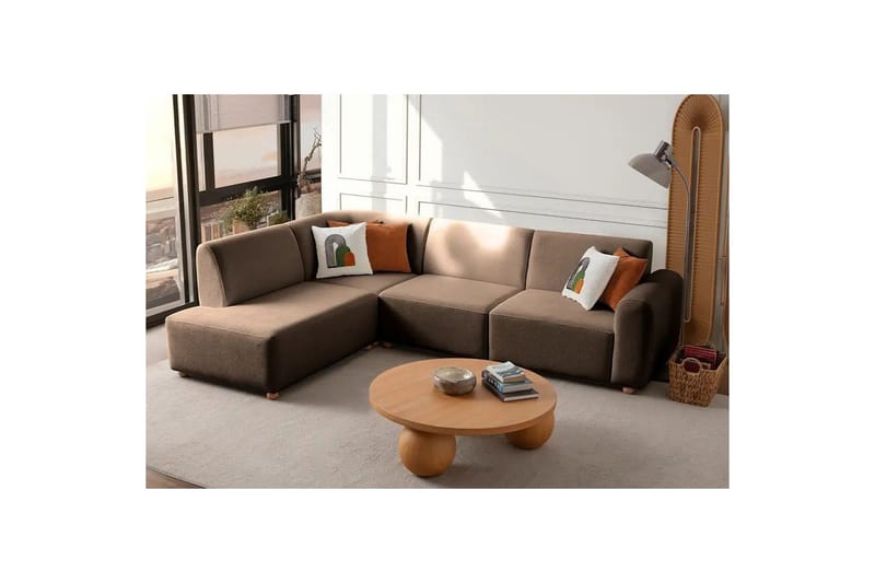 Rynvar Soffa med Schäslong 4-sits - Brun - Möbler - Soffa - Modulsoffa - Komplett modulsoffa