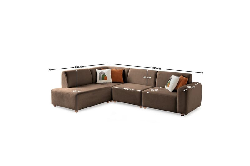 Rynvar Soffa med Schäslong 4-sits - Brun - Möbler - Soffa - Divansoffa & schäslongsoffa - 4 sits soffa med divan