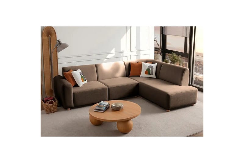 Rynvar Soffa med Schäslong 4-sits - Brun - Möbler - Soffa - Modulsoffa - Komplett modulsoffa