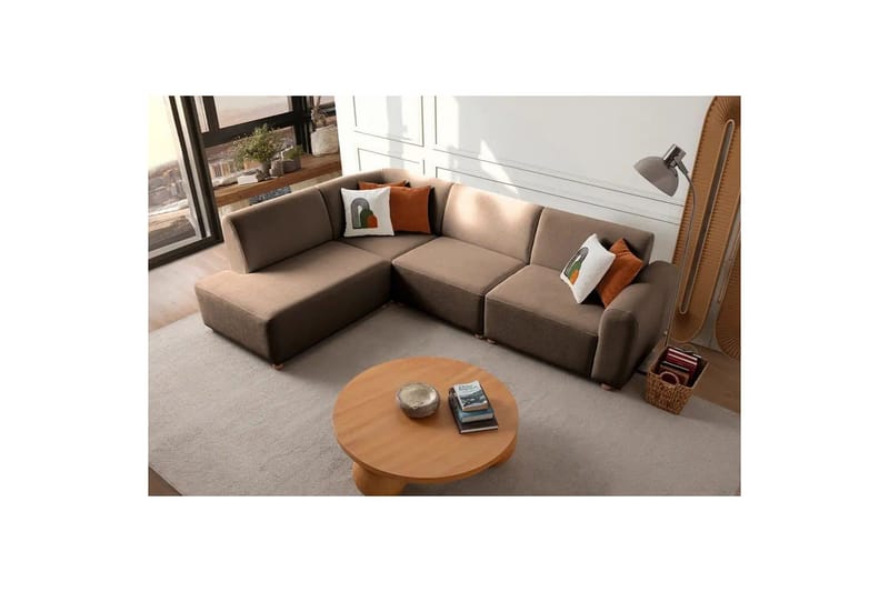 Rynvar Soffa med Schäslong 4-sits - Brun - Möbler - Soffa - Divansoffa & schäslongsoffa - 4 sits soffa med divan