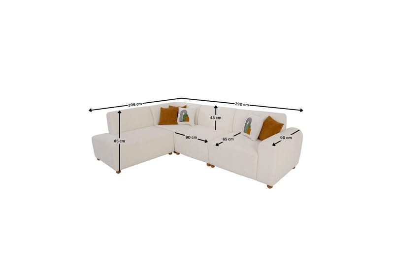 Rynvar Soffa med Schäslong 4-sits - Vit - Möbler - Soffa - Divansoffa & schäslongsoffa - 4 sits soffa med divan