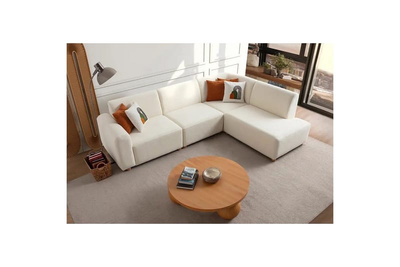 Rynvar Soffa med Schäslong 4-sits - Vit - Möbler - Soffa - Divansoffa & schäslongsoffa - 4 sits soffa med divan