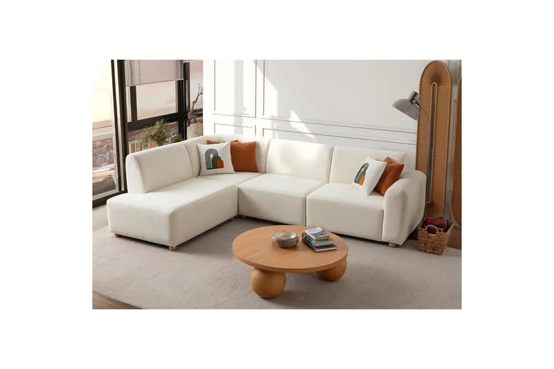 Rynvar Soffa med Schäslong 4-sits - Vit - Möbler - Soffa - Divansoffa & schäslongsoffa - 4 sits soffa med divan